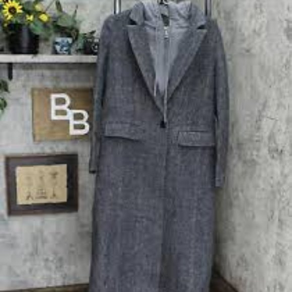 Brand New Women's Avec Les Filles Gray Overcoat Jacket With Removable Hood - Picture 6 of 16